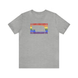 Nebraska Pride Flag Tee: Rainbow LGBTQ+ State Silhouette Distressed Shirt