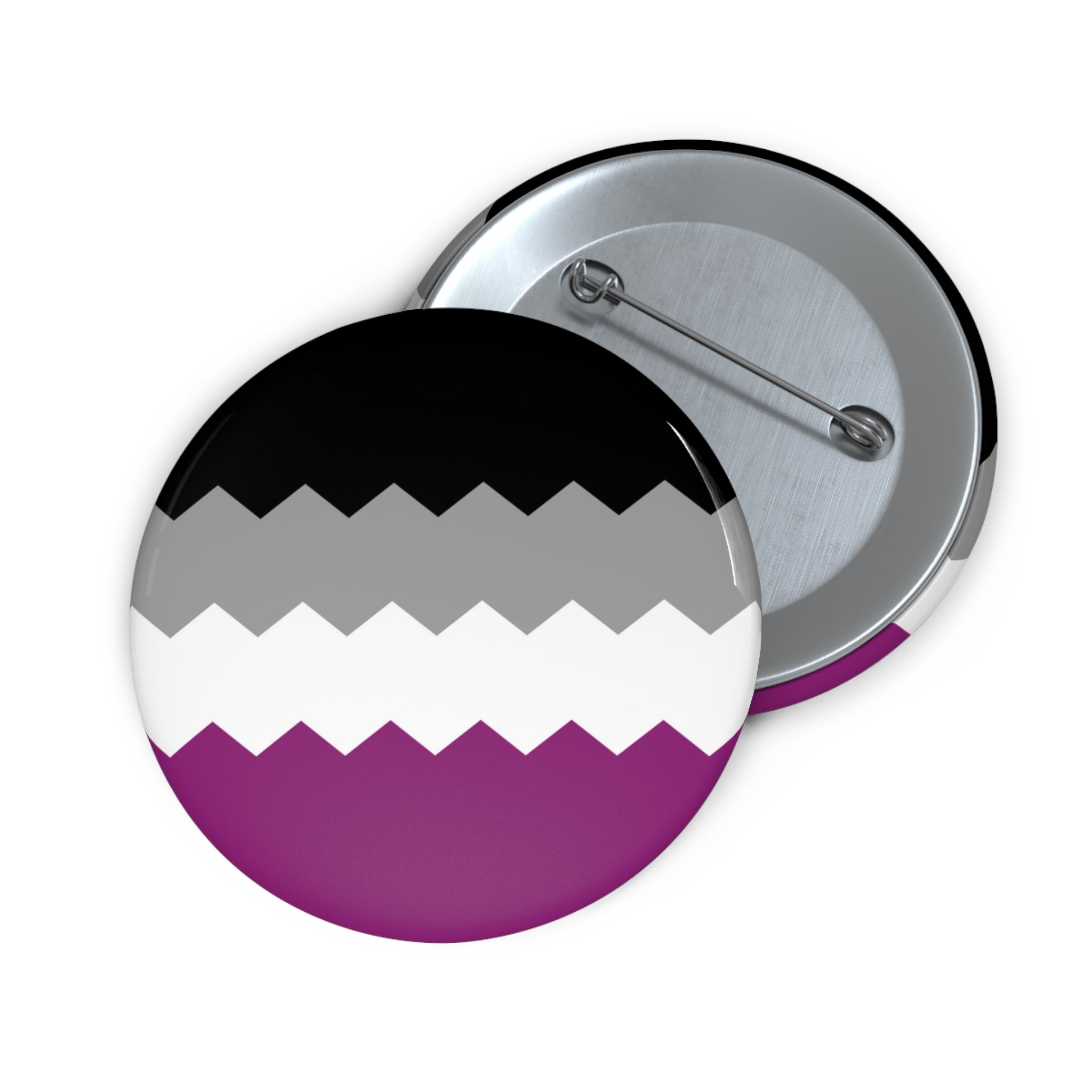 Asexual Pride Flag Pin: Round Button with Sharp Design