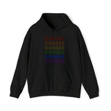 Kansas LGBTQ+ Pride Flag, Faded Black Hoodie