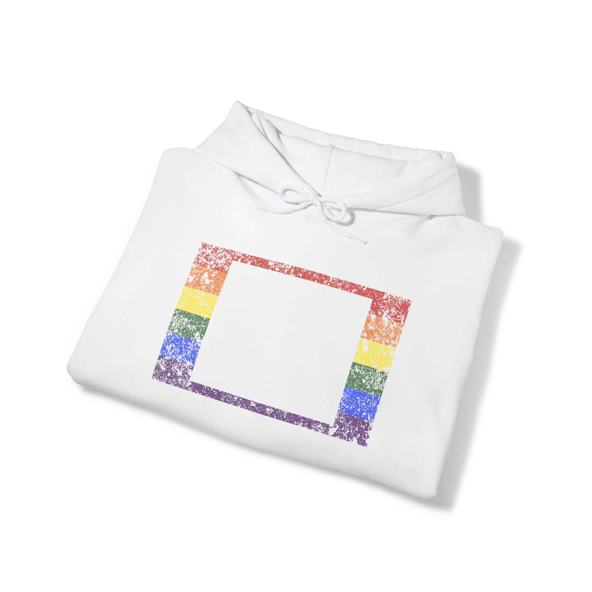 Wyoming Pride Flag Hoodie: Rainbow LGBTQ+ State Silhouette Distressed Hooded Sweatshirt