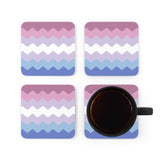 Bigender Flag Coaster Set: 4 Corkwood Wavey Drink Coasters