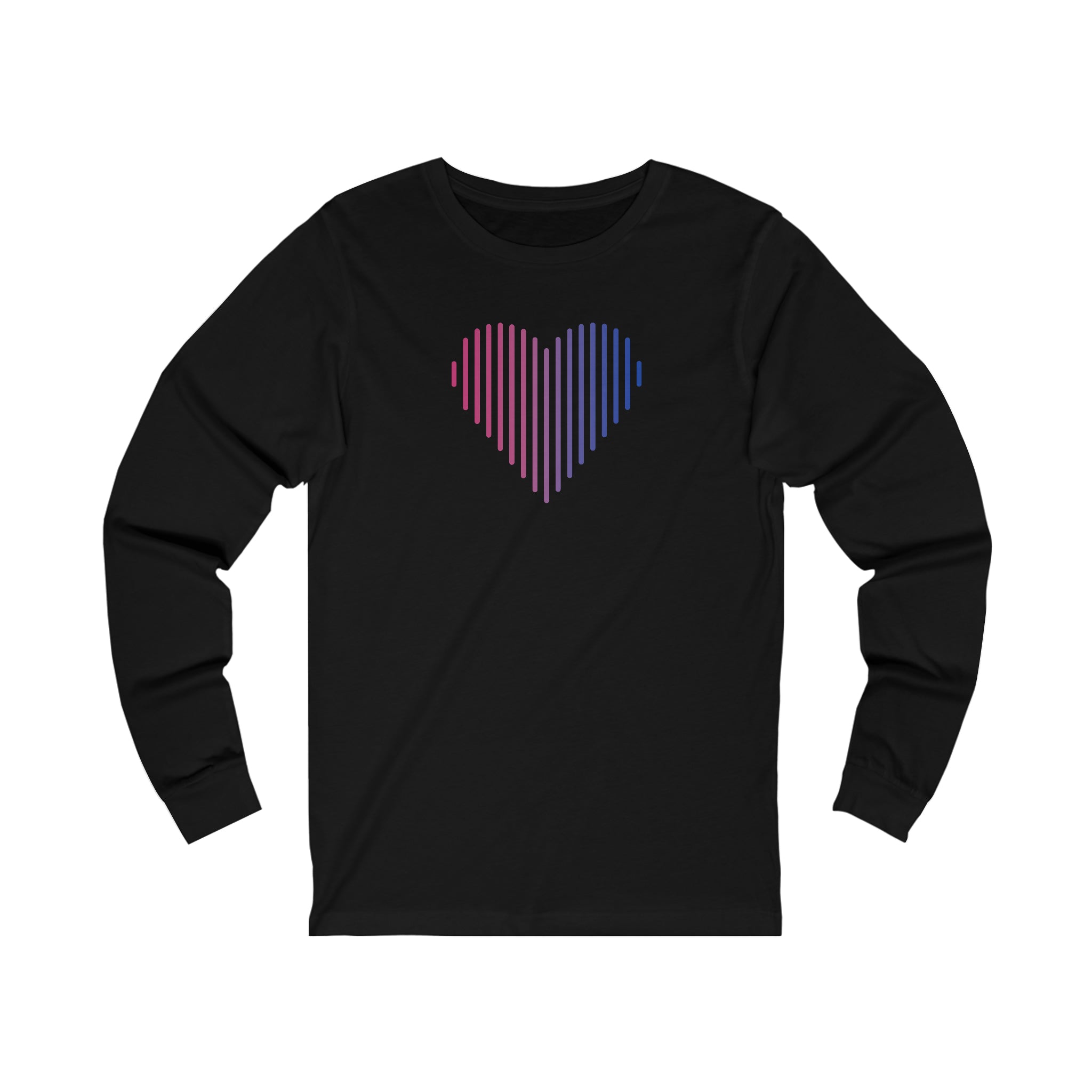 Bisexual Heart Lines Long Sleeve T-Shirt: Pride Gradient Tee