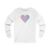 Bisexual Heart Lines Long Sleeve T-Shirt: Pride Gradient Tee