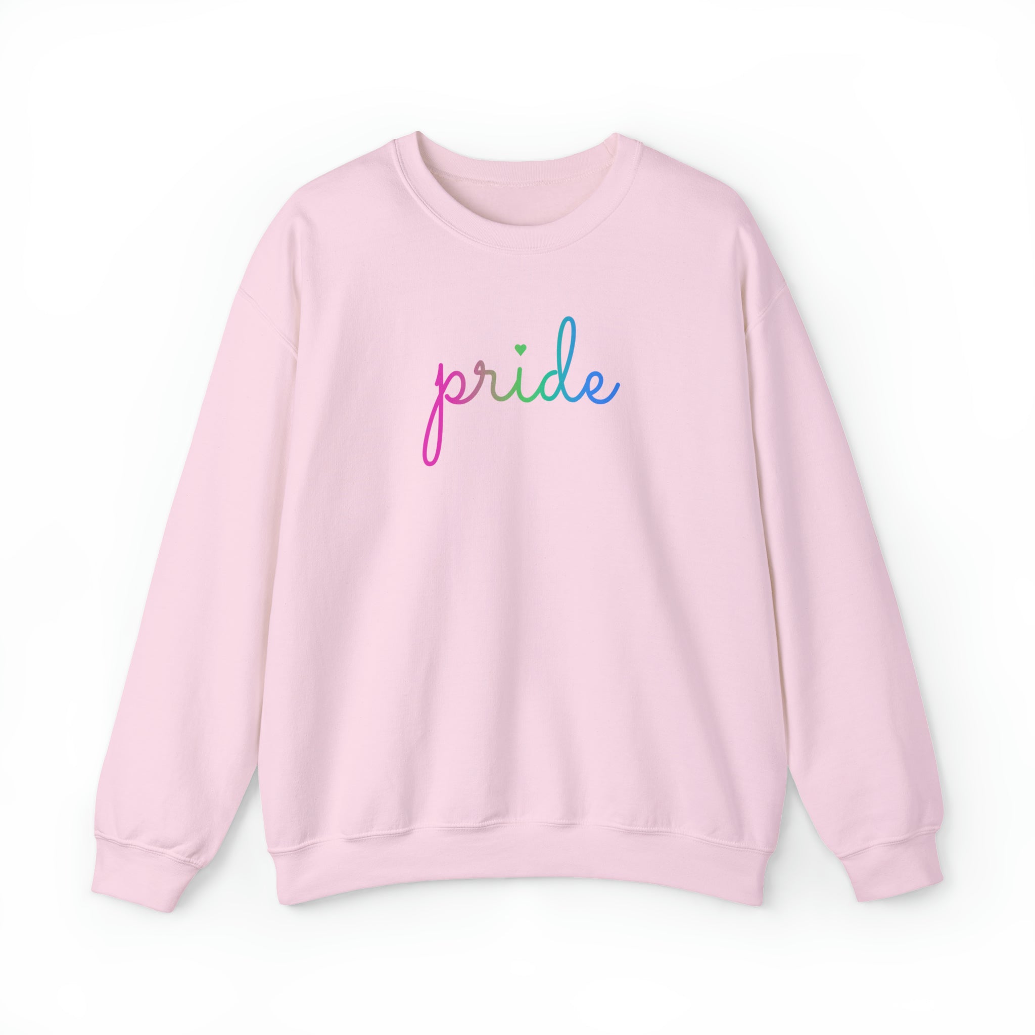 Polysexual Pride Sweater: Flowing Cursive 'Pride' in Gradient Hues