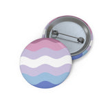 Bigender Pride Flag Pin: Round Button with Wavey Design