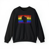 Wisconsin Pride Flag Sweater: Rainbow LGBTQ+ State Silhouette Distressed Sweatshirt