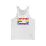 Virginia Pride Flag Tank: Rainbow LGBTQ+ State Silhouette Distressed Tank-Top