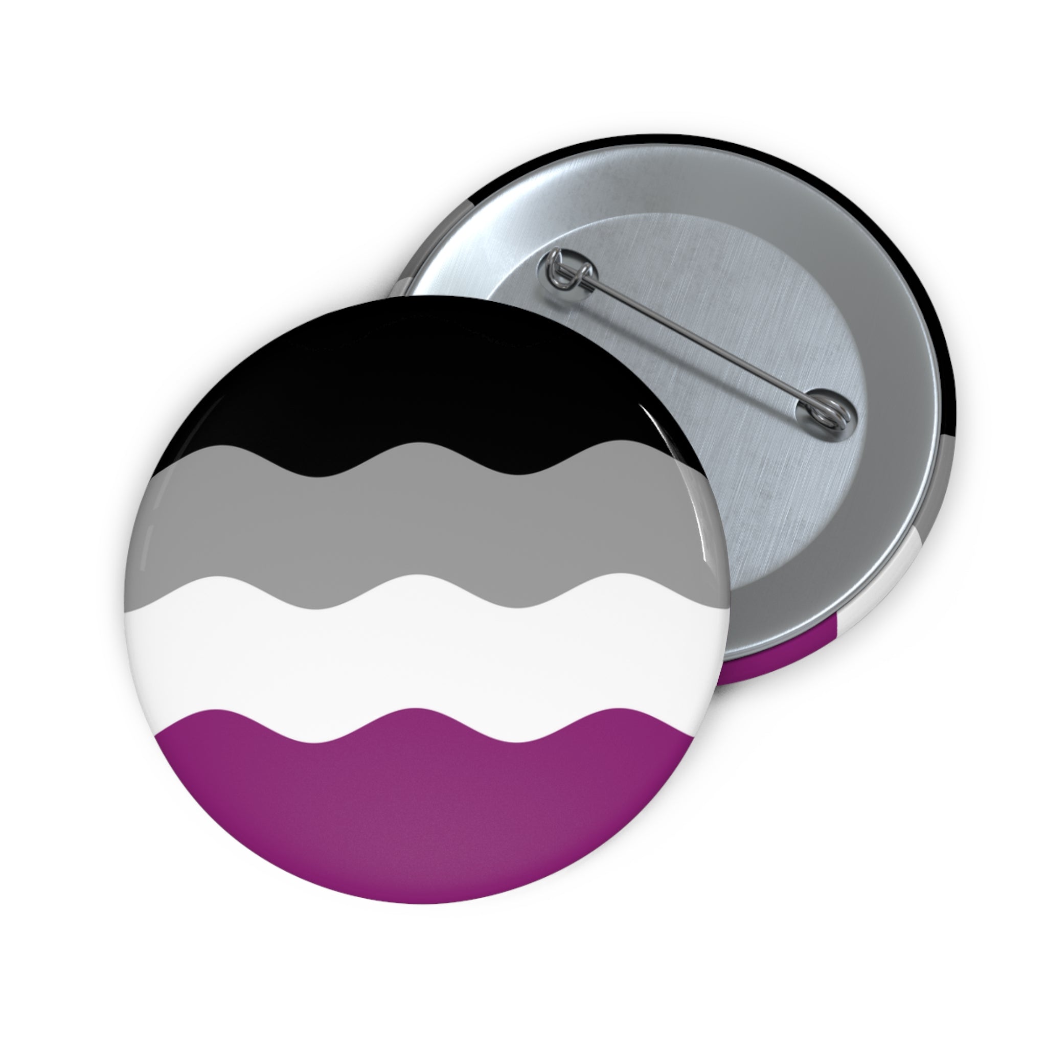 Asexual Pride Flag Pin: Round Button with Wavey Design