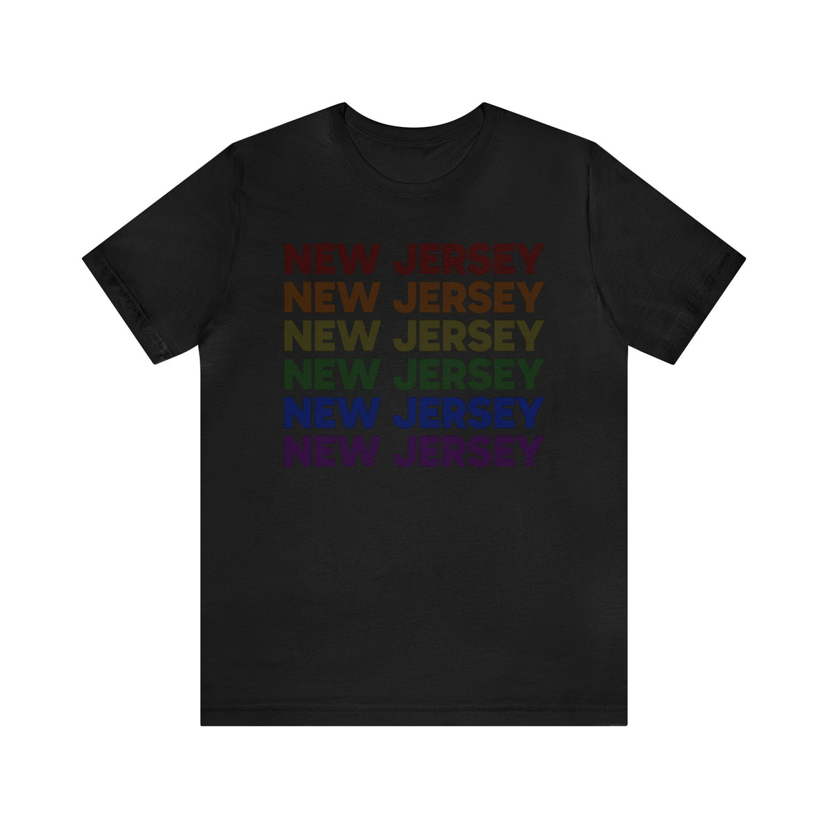 New Jersey LGBTQ+ Pride Flag, Faded Black T-Shirt