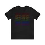 New Jersey LGBTQ+ Pride Flag, Faded Black T-Shirt