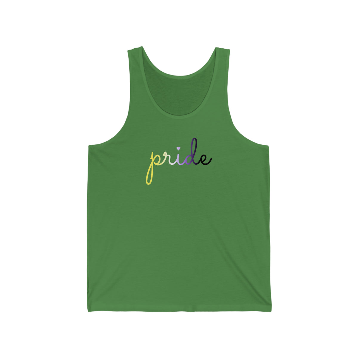 Nonbinary Pride Tank-Top: Flowing Cursive 'Pride' in Gradient Hues