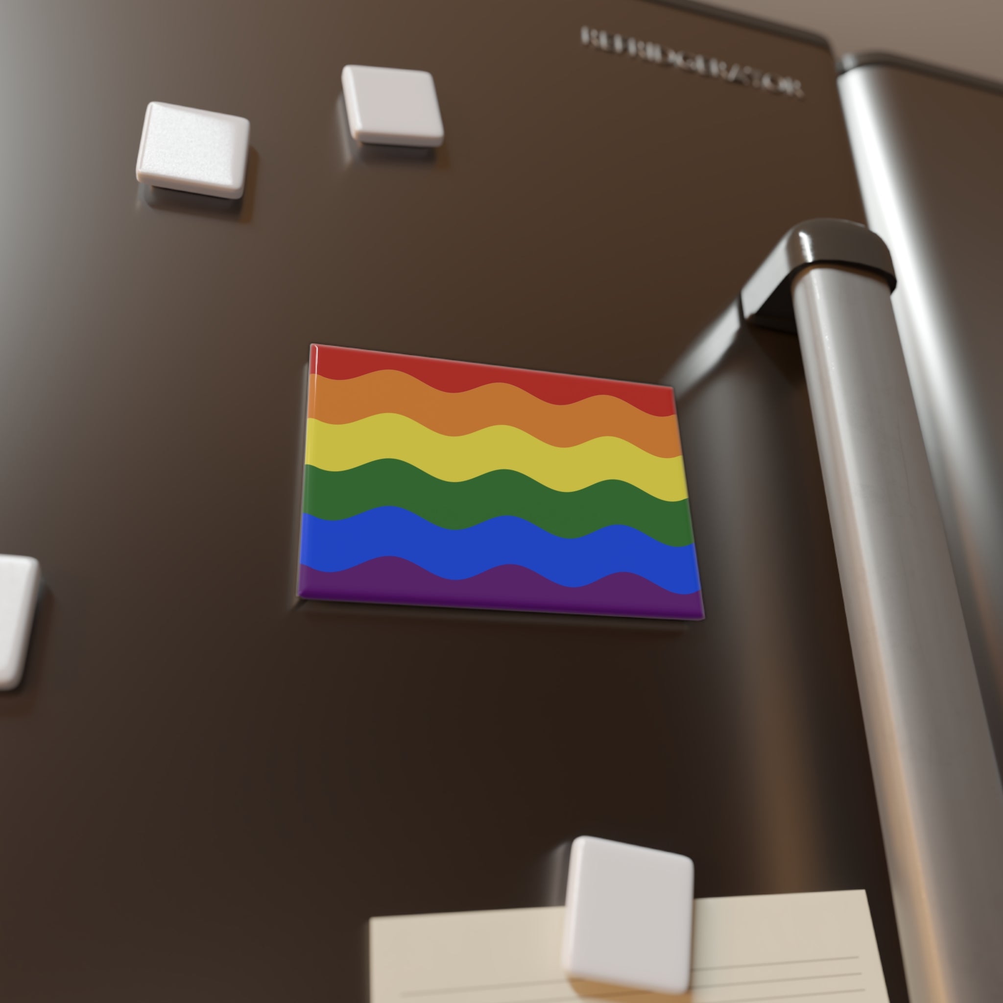 Pride Flag Magnet: Ripple Rectangle Button for Fridge