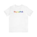 Virginia Pride T-Shirt: Flowing Cursive Design with LGBTQ+ Gradient