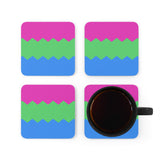 Polysexual Flag Coaster Set: 4 Corkwood Wavey Drink Coasters