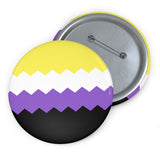 Nonbinary Pride Flag Pin: Round Button with Sharp Design