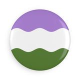 Genderqueer Pride Flag Magnet: Ripple Round Button for Fridge