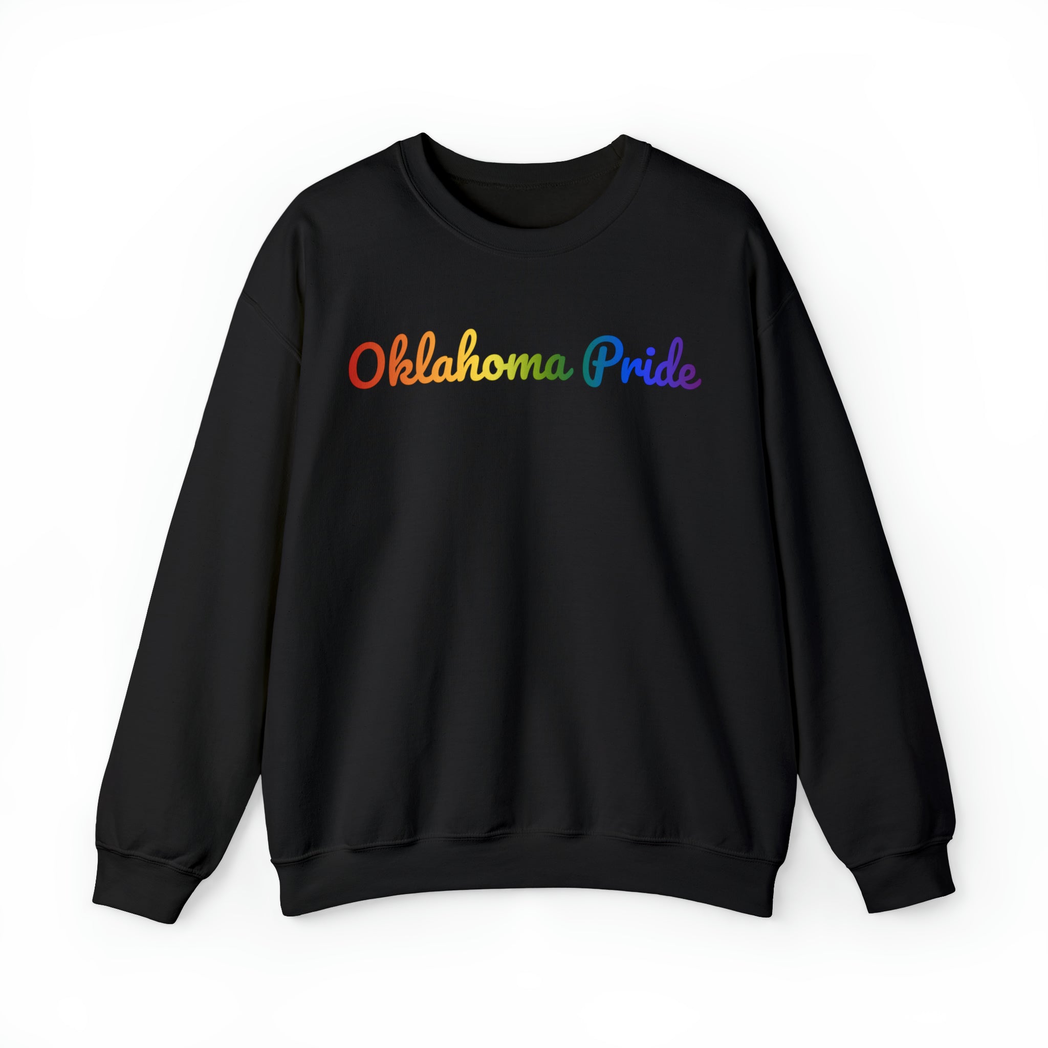 Oklahoma Pride Sweatshirt: Flowing Cursive Design with LGBTQ+ Gradient