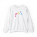 Pansexual Pride Sweater: Flowing Cursive 'Pride' in Gradient Hues