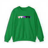 Genderfluid Flag Hearts Sweatshirt: Pride LGBTQ+ Gradient Design