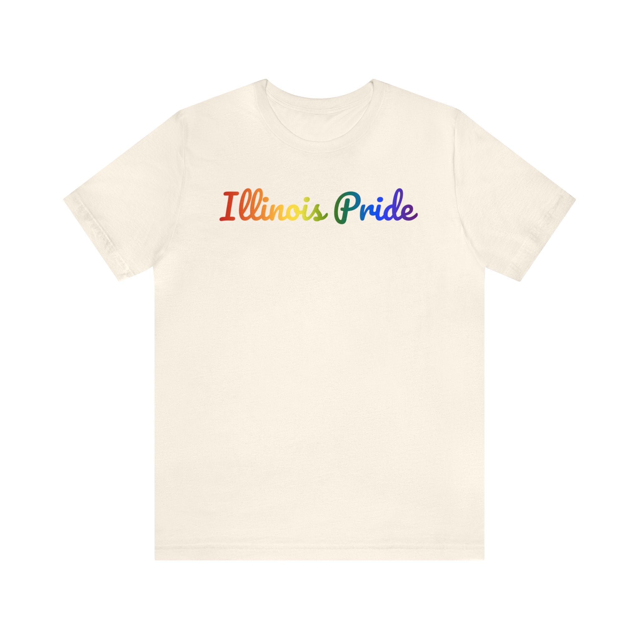 Illinois Pride T-Shirt: Flowing Cursive Design with LGBTQ+ Gradient