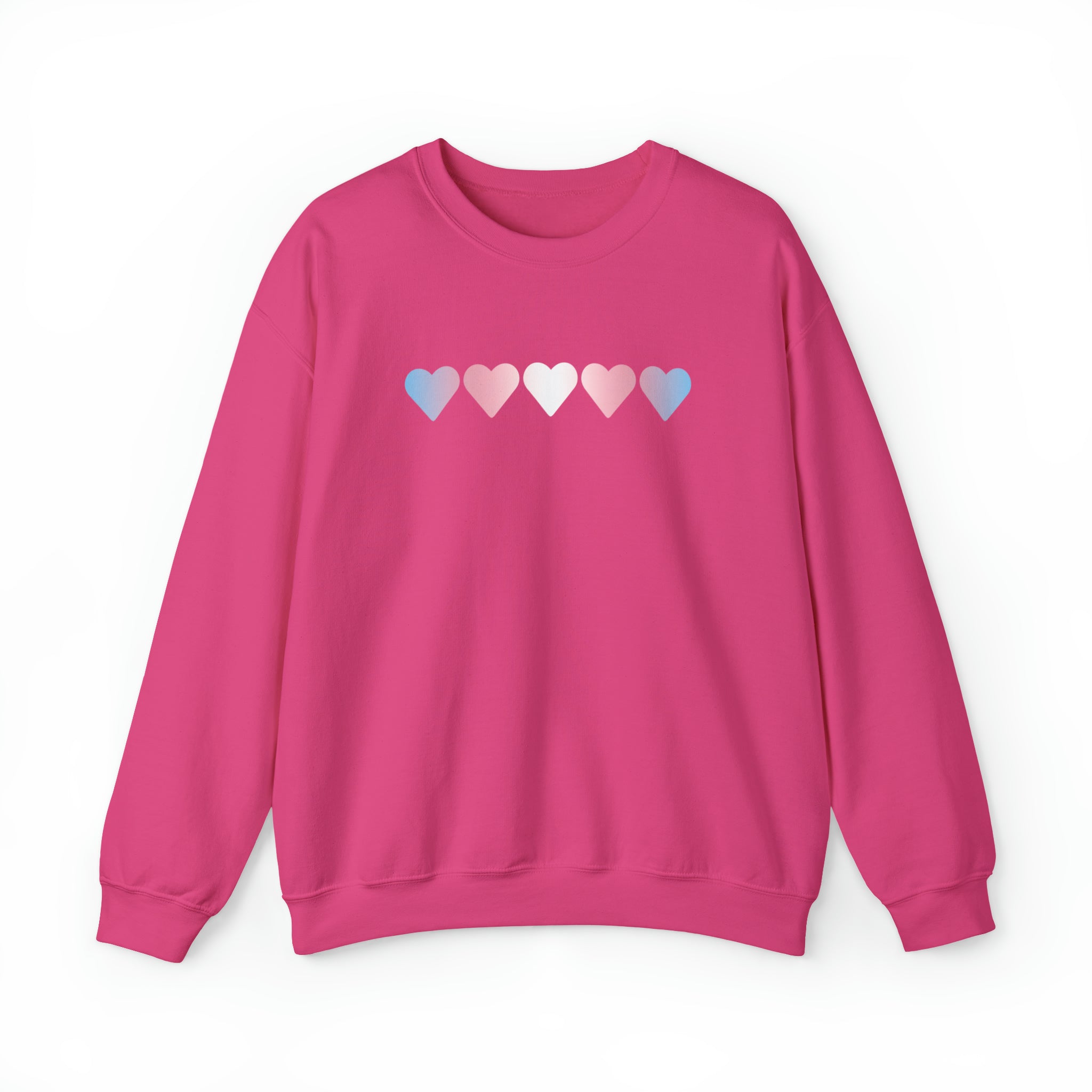 Transgender Flag Hearts Sweatshirt: Pride LGBTQ+ Gradient Design