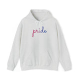 Bisexual Pride Hoodie: Flowing Cursive 'Pride' in Gradient Hues