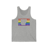 Arkansas Pride Flag Tank: Rainbow LGBTQ+ State Silhouette Distressed Tank-Top