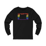 Oregon Pride Flag Long Sleeve Tee: Rainbow LGBTQ+ State Silhouette Distressed Long Sleeve T-Shirt