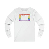 Oregon Pride Flag Long Sleeve Tee: Rainbow LGBTQ+ State Silhouette Distressed Long Sleeve T-Shirt