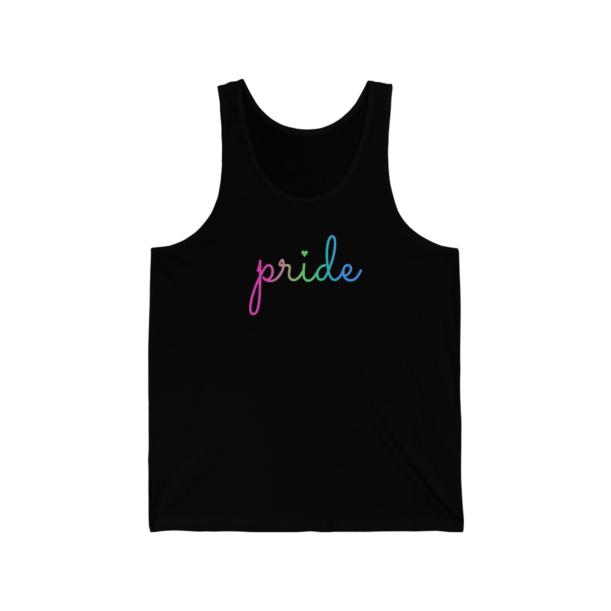 Polysexual Pride Tank-Top: Flowing Cursive 'Pride' in Gradient Hues