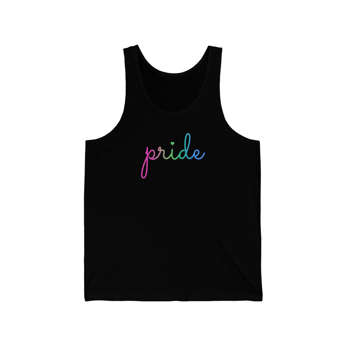 Polysexual Pride Tank-Top: Flowing Cursive 'Pride' in Gradient Hues