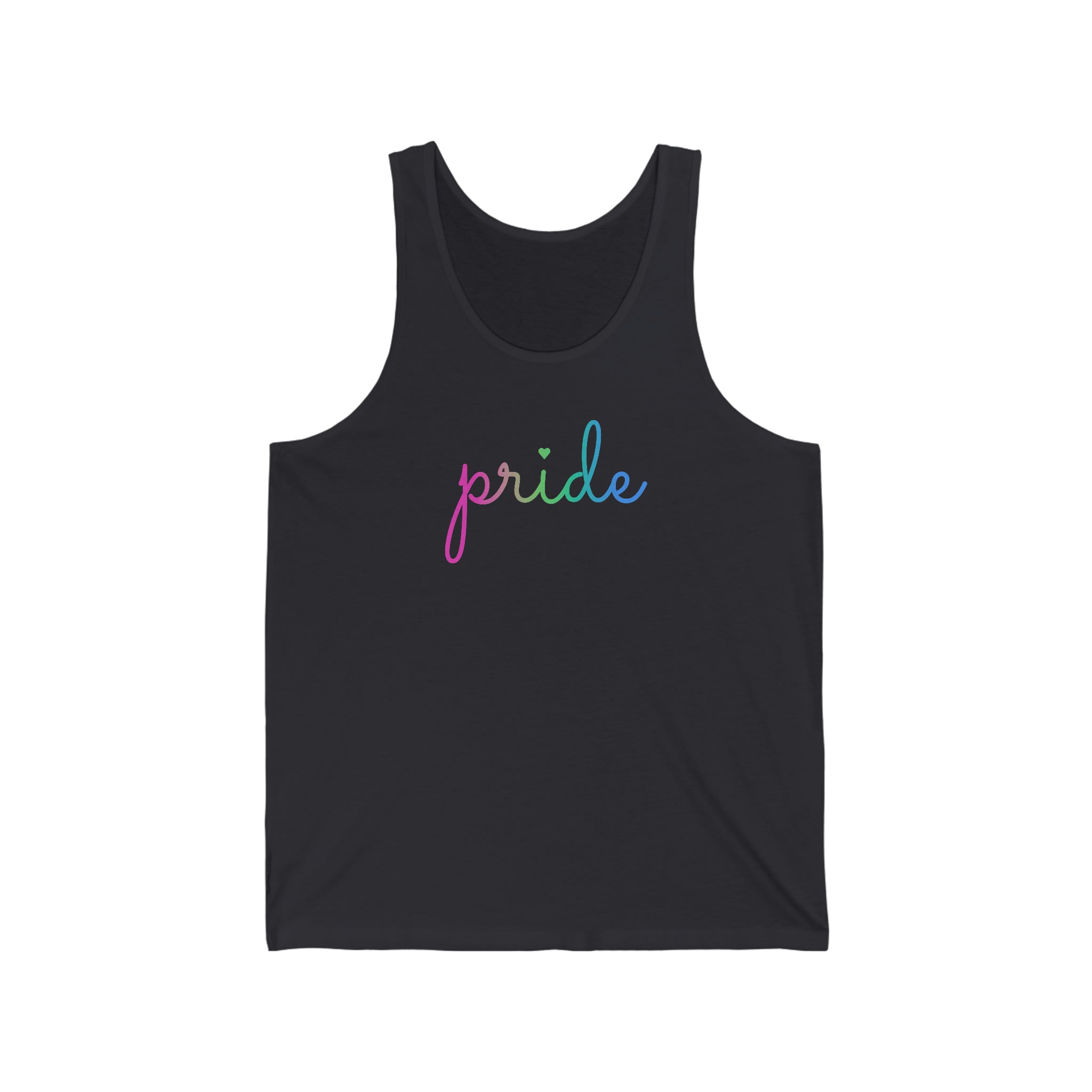 Polysexual Pride Tank-Top: Flowing Cursive 'Pride' in Gradient Hues