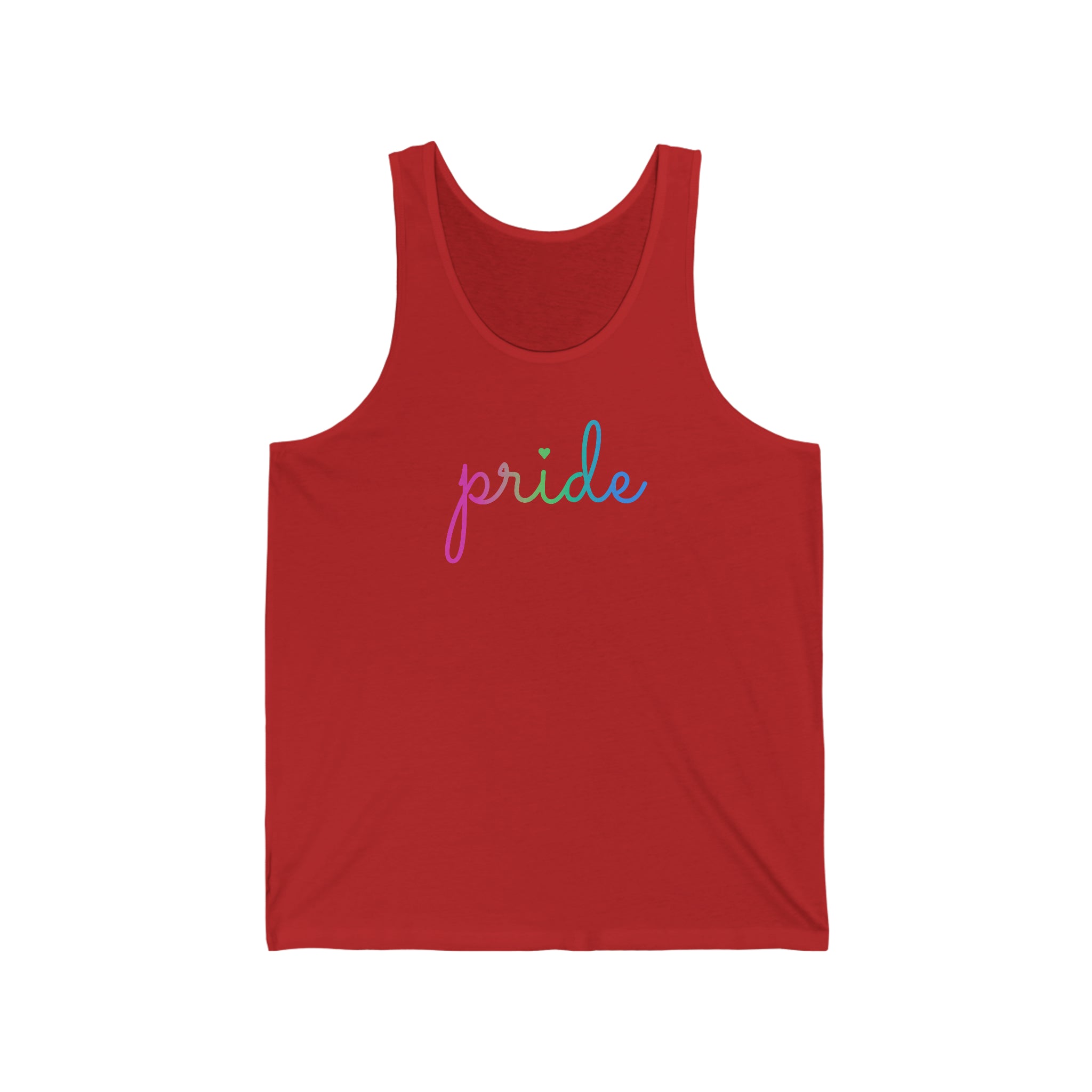 Polysexual Pride Tank-Top: Flowing Cursive 'Pride' in Gradient Hues