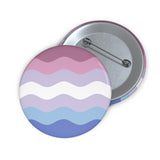 Bigender Pride Flag Pin: Round Button with Wavey Design