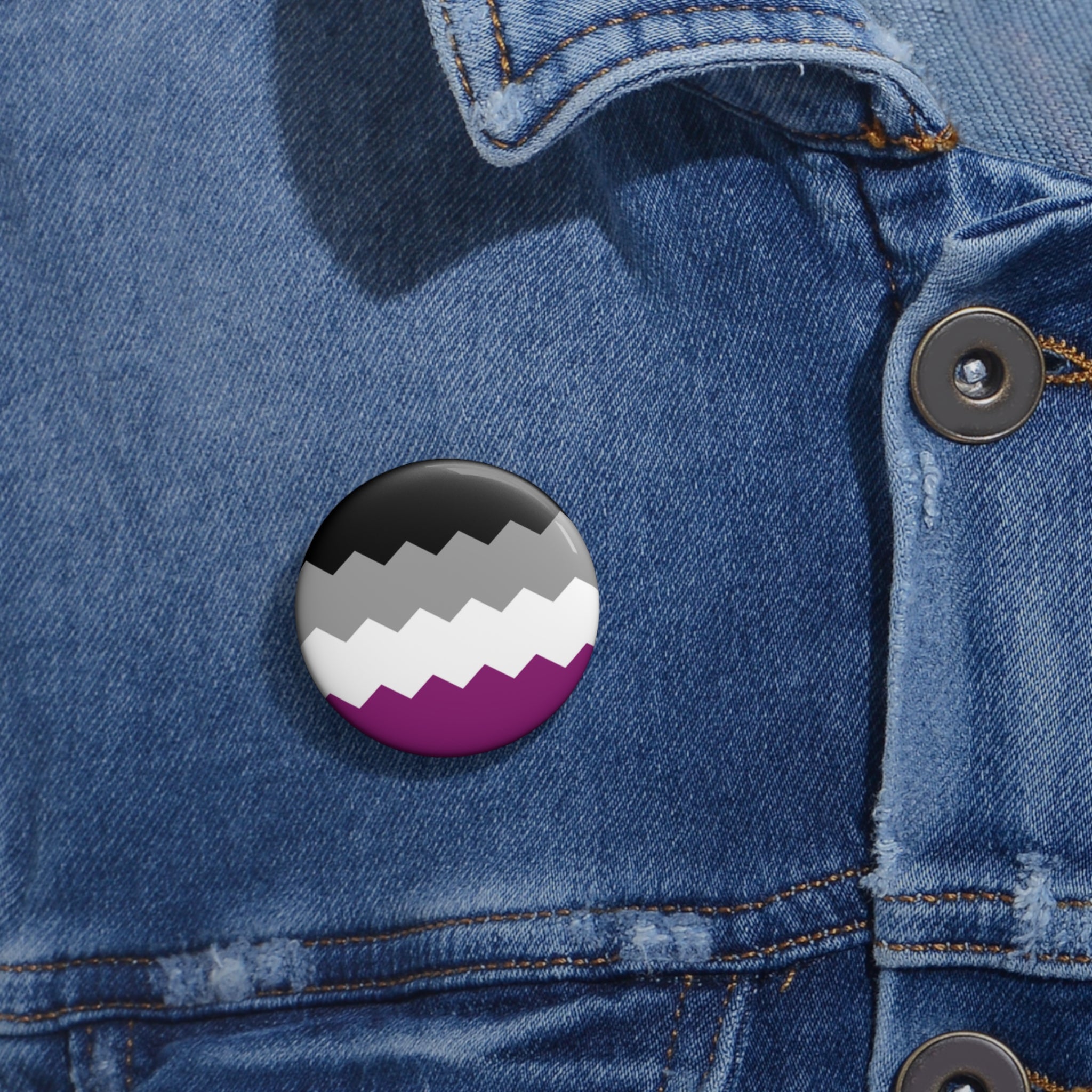 Asexual Pride Flag Pin: Round Button with Sharp Design