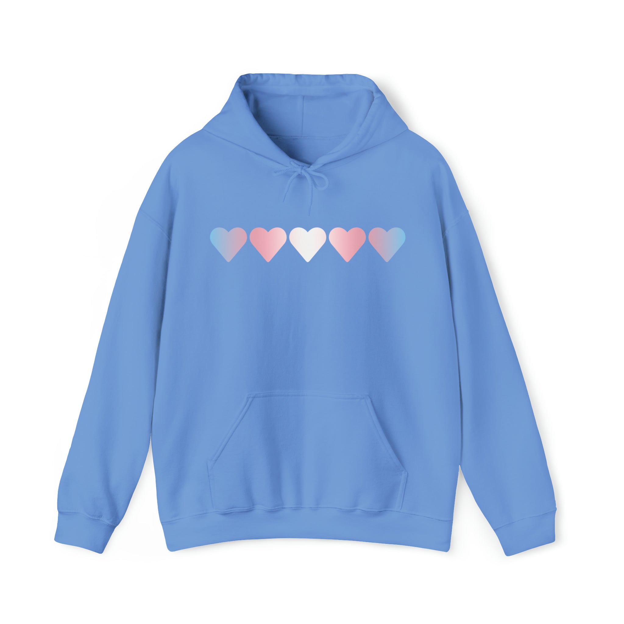 Transgender Flag Hearts Hoodie: Pride LGBTQ+ Gradient Design