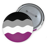 Asexual Pride Flag Pin: Round Button with Wavey Design