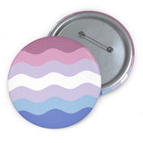 Bigender Pride Flag Pin: Round Button with Wavey Design