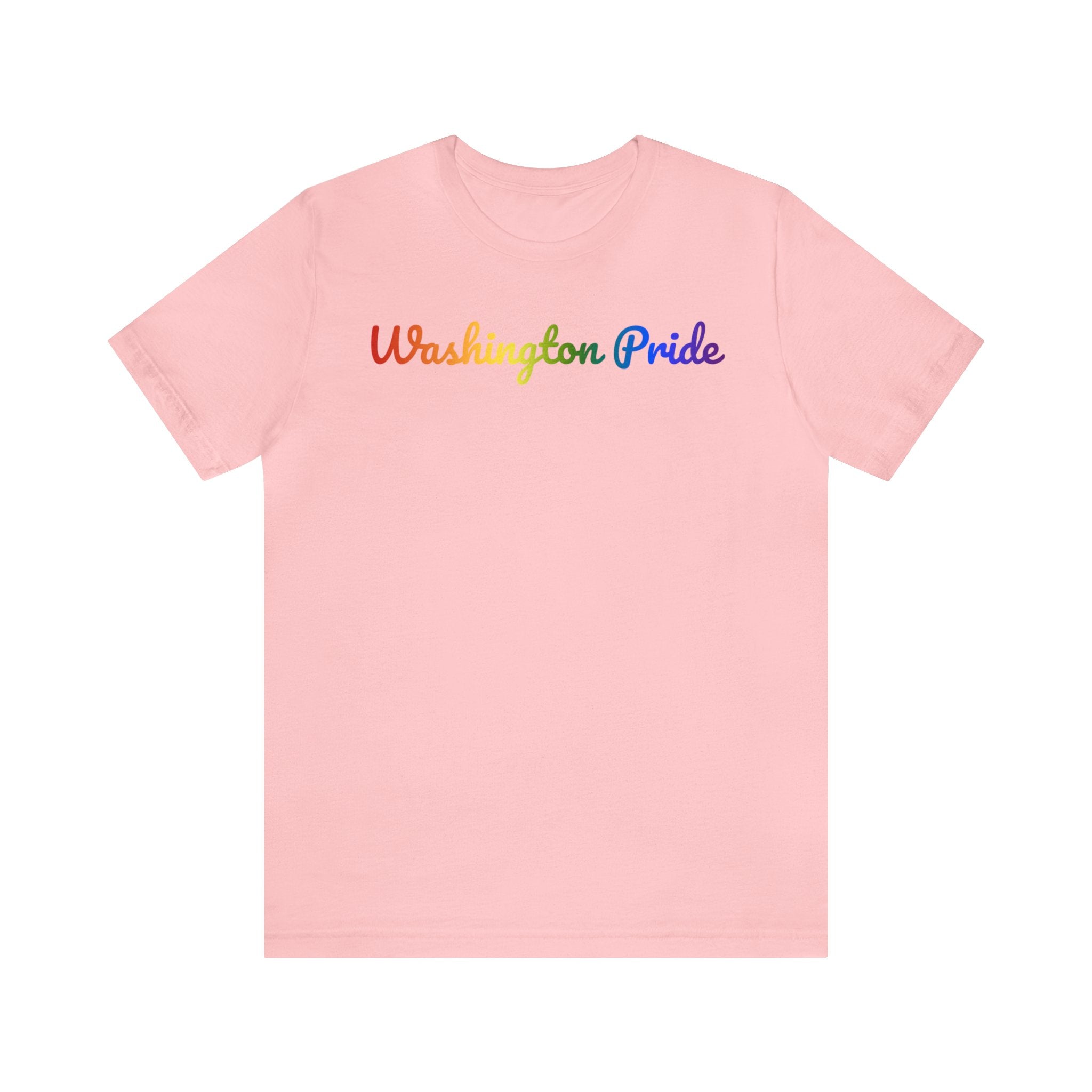 Washington Pride T-Shirt: Flowing Cursive Design with LGBTQ+ Gradient