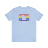 Georgia Pride Flag Tee: Rainbow LGBTQ+ State Silhouette Distressed Shirt