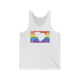 South Carolina Pride Flag Tank: Rainbow LGBTQ+ State Silhouette Distressed Tank-Top