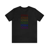 Iowa LGBTQ+ Pride Flag, Faded Black T-Shirt