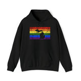 Michigan Pride Flag Hoodie: Rainbow LGBTQ+ State Silhouette Distressed Hooded Sweatshirt