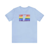 Vermont Pride Flag Tee: Rainbow LGBTQ+ State Silhouette Distressed Shirt