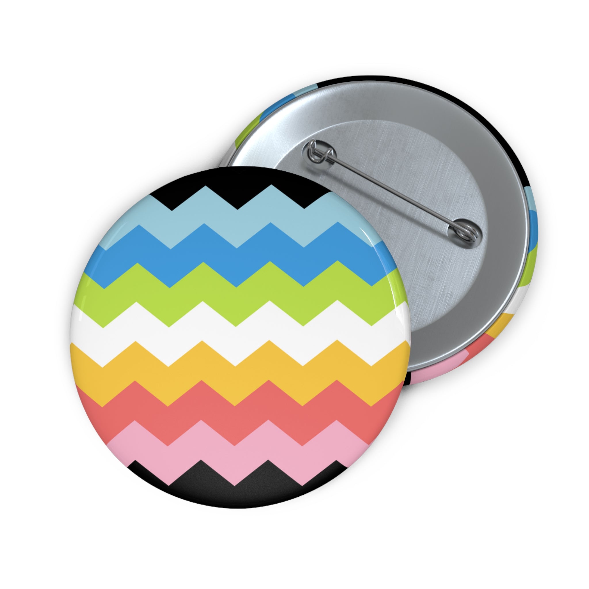 Queer Pride Flag Pin: Round Button with Sharp Design