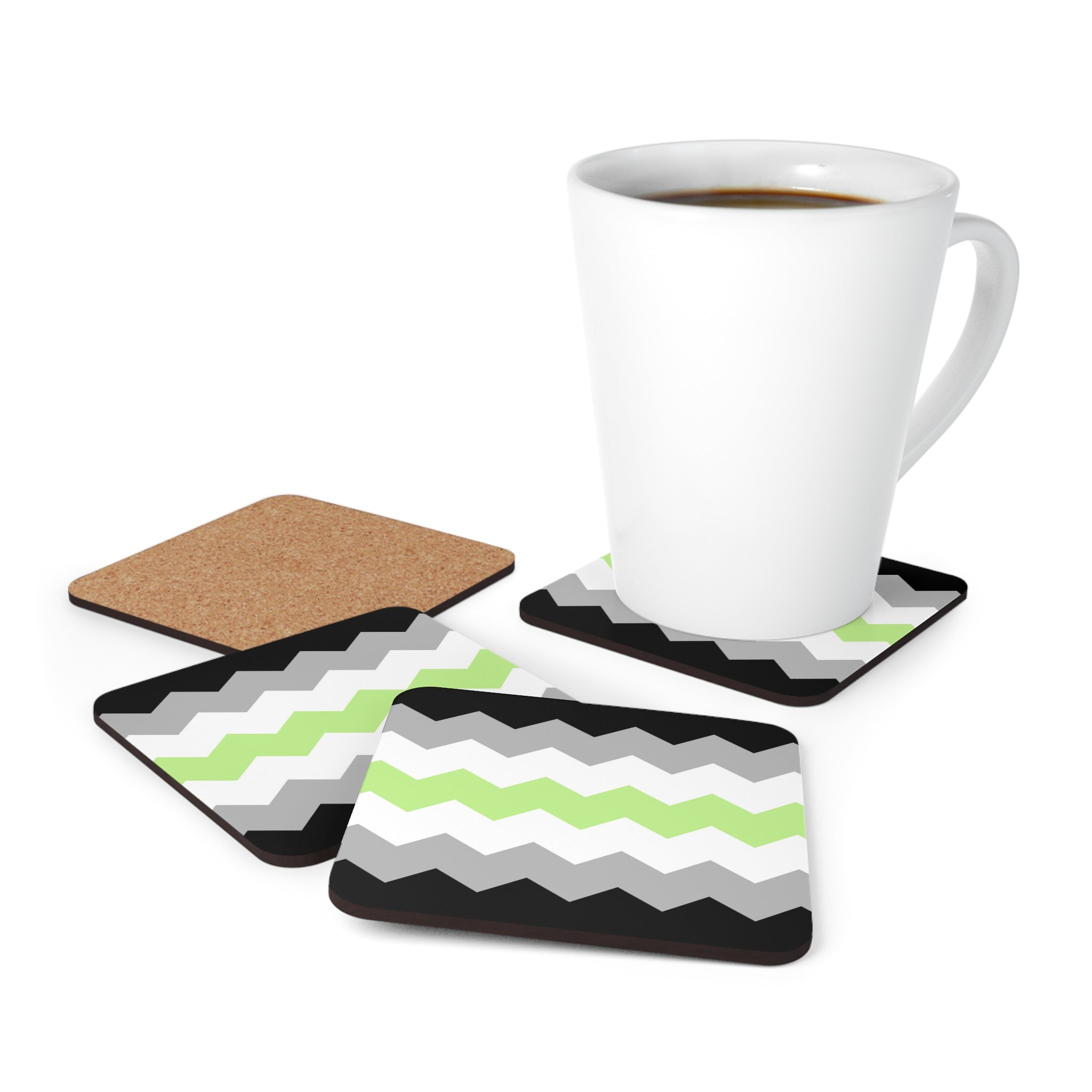 Agender Flag Coaster Set: 4 Corkwood Wavey Drink Coasters