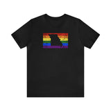 Missouri Pride Flag Tee: Rainbow LGBTQ+ State Silhouette Distressed Shirt