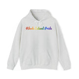 Rhode Island Pride Hoodie: Flowing Cursive Design with LGBTQ+ Gradient