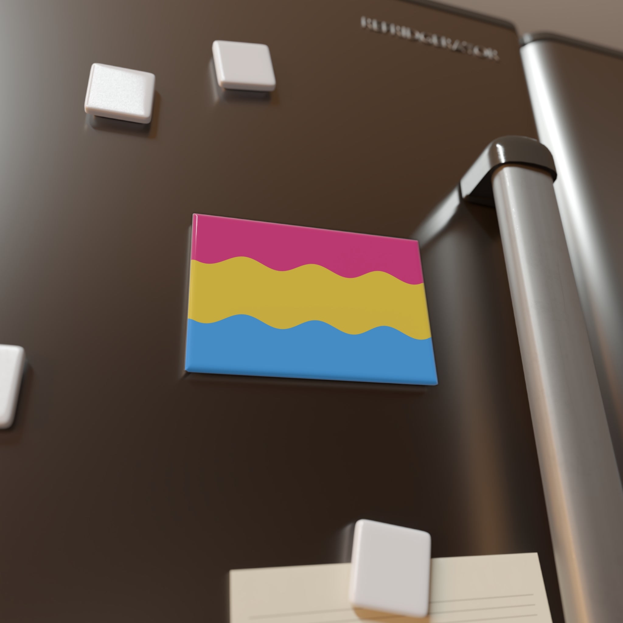 Pansexual Pride Flag Magnet: Ripple Rectangle Button for Fridge