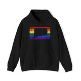 Connecticut Pride Flag Hoodie: Rainbow LGBTQ+ State Silhouette Distressed Hooded Sweatshirt